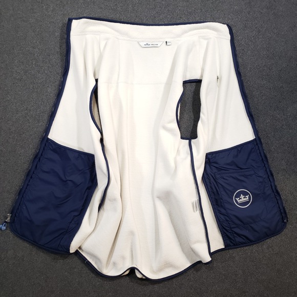 Peter Millar Seaside Fleece Vest Mens Large White Spanish Oaks Acorn - Picture 6 of 15